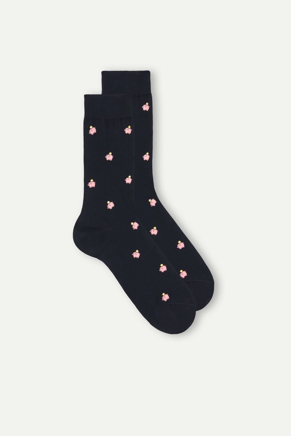 Intimissimi Short Socks in Patterned Cotton Blue - 190j - Dark Blue Piggy Bank Print | 8263PXLSW