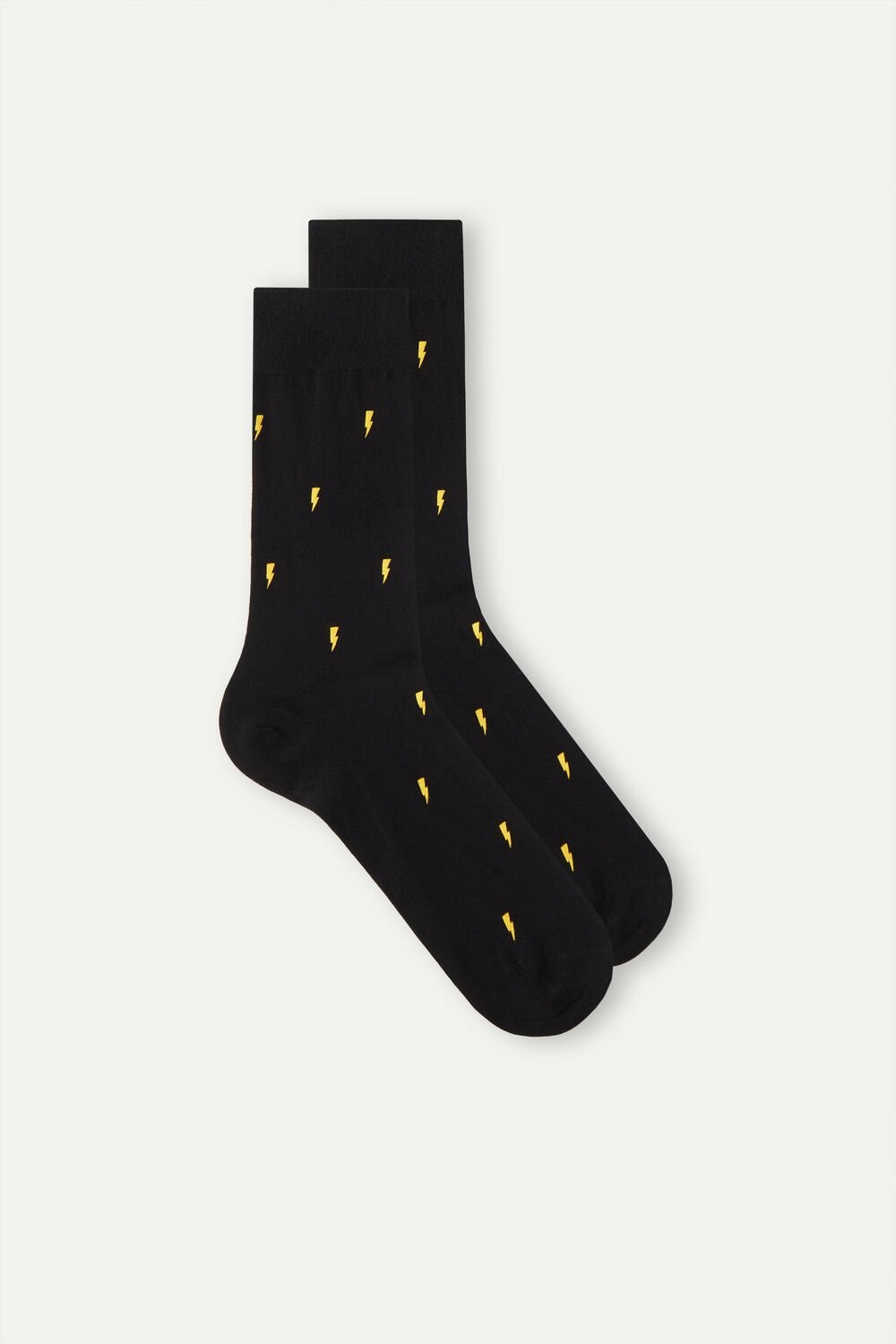 Intimissimi Short Socks in Patterned Cotton Black - 197j - Black Lightning Print | 9180PUZVQ