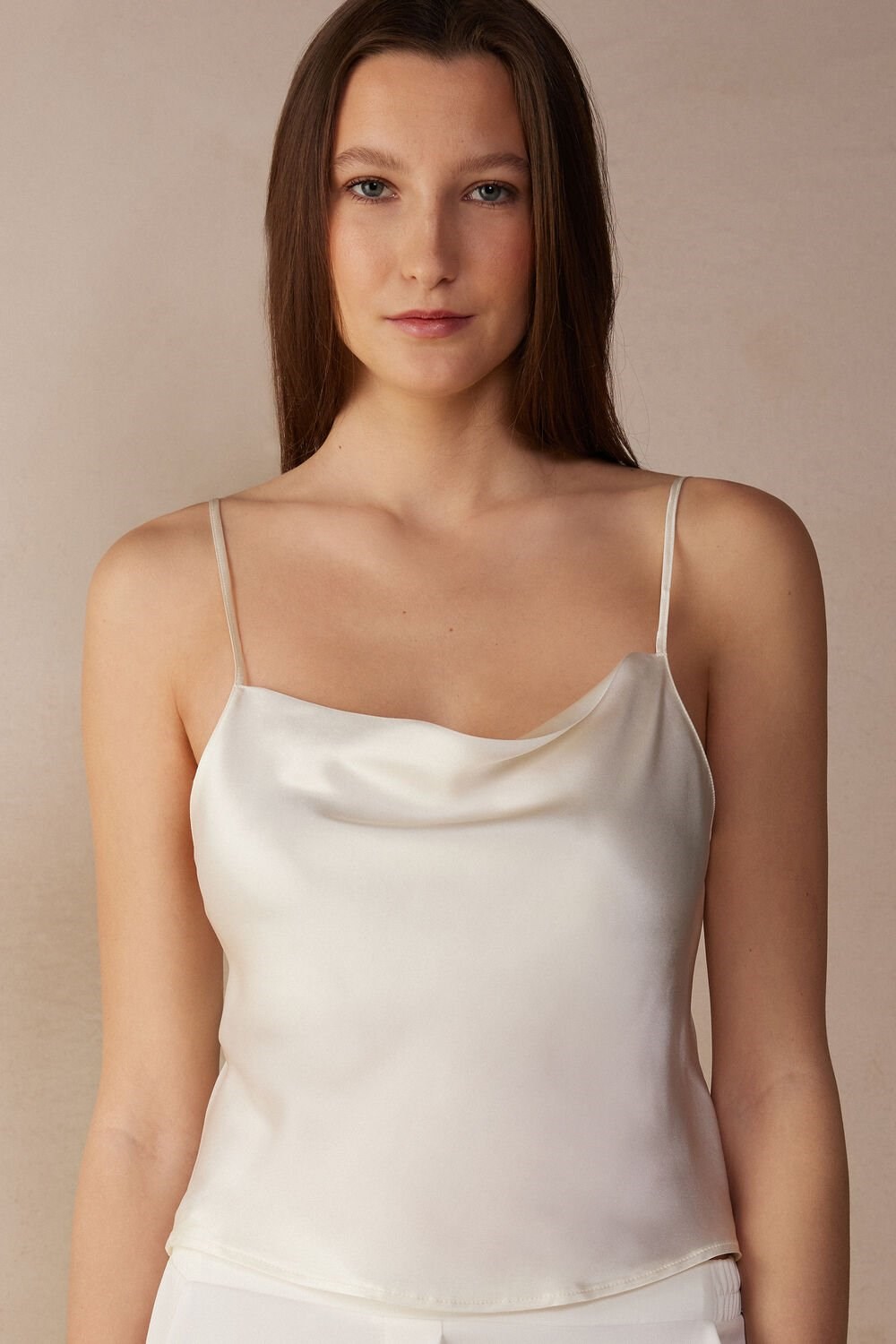 Intimissimi Silk Crop Camisole Ivory - 2127 - Talc White | 2741GLOAH