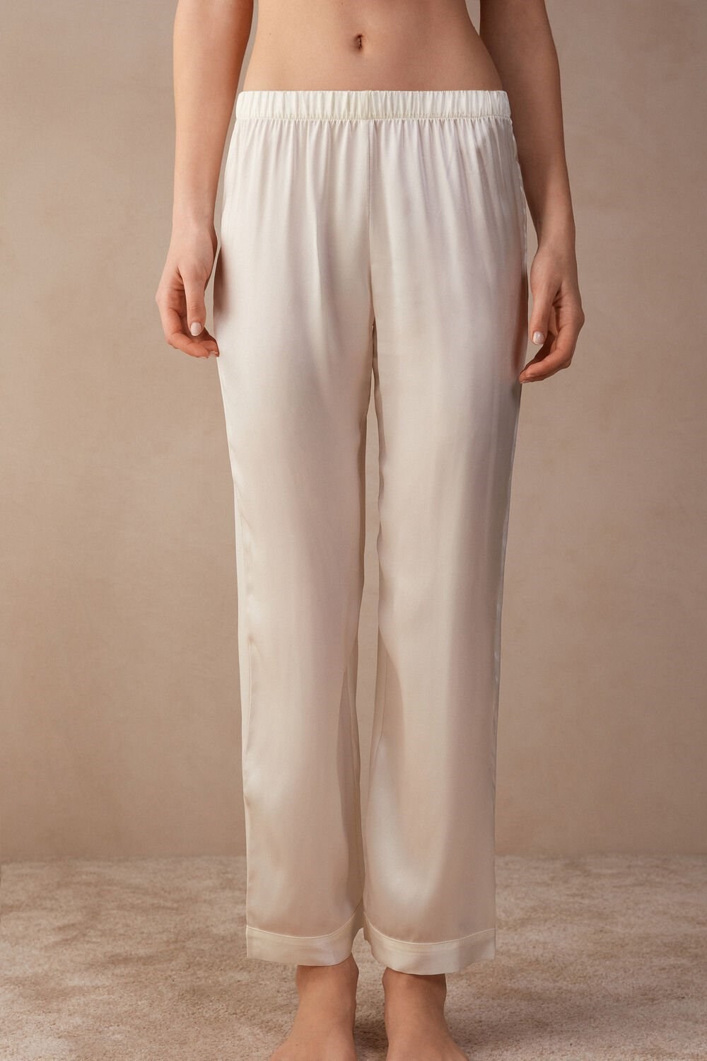 Intimissimi Silk Satin Pajama Pants 2127 - Talc White | 4352QFONI