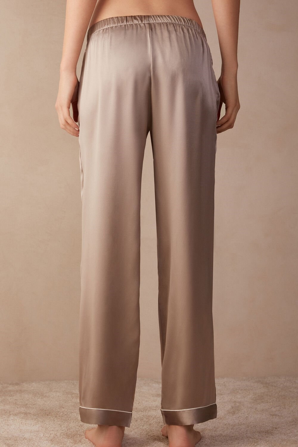 Intimissimi Silk Satin Pajama Pants Natural - 651i - Powder Beige | 2384QVLPW