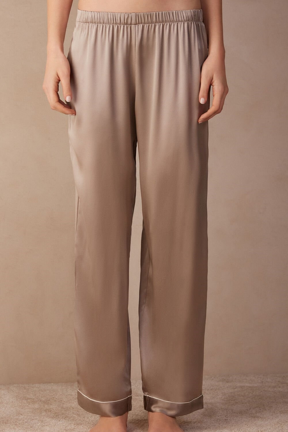 Intimissimi Silk Satin Pajama Pants Natural - 651i - Powder Beige | 2384QVLPW