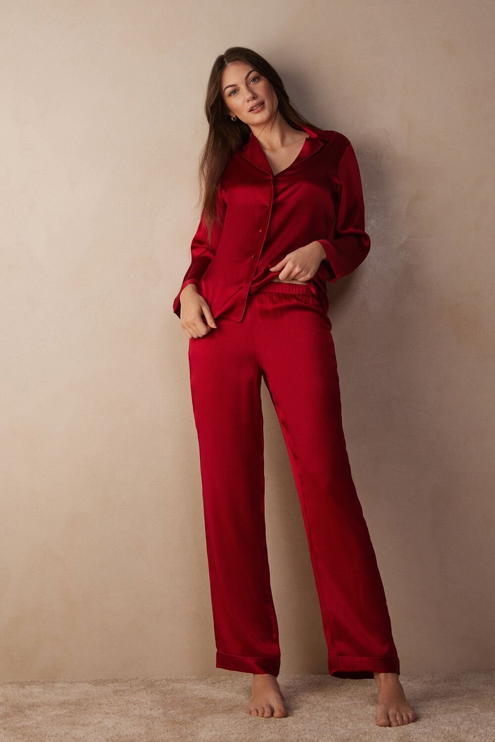 Intimissimi Silk Satin Pajama Pants Red - 1473 - Red | 0837EZGDW