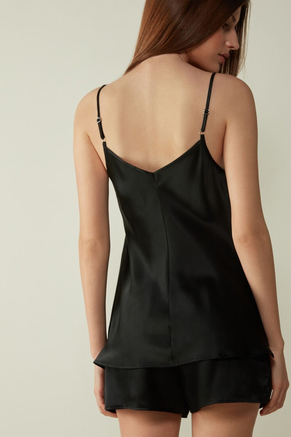 Intimissimi Silk Satin Top with V-neckline Black - 019 - Black | 0859ADZBI