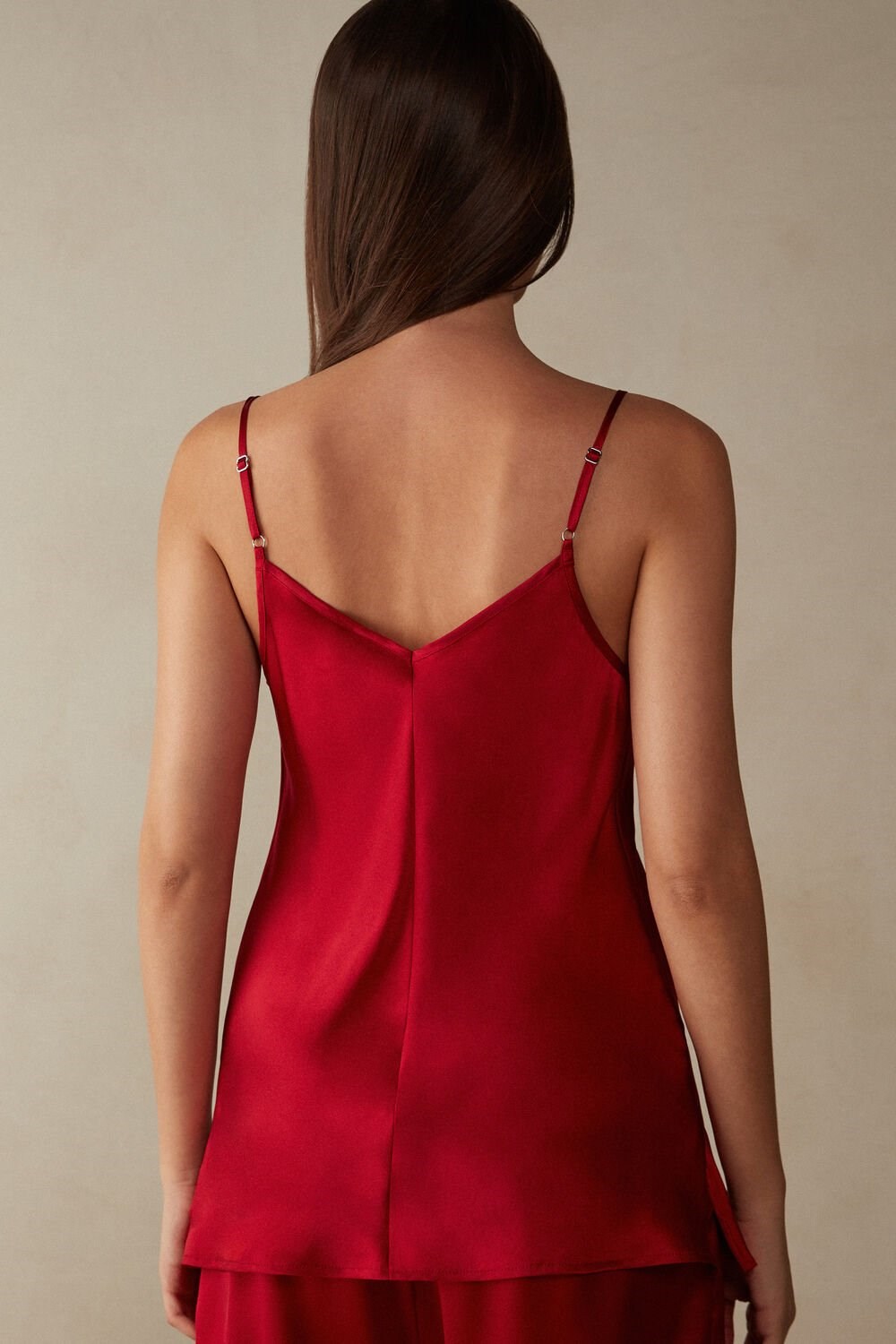 Intimissimi Silk Satin Top with V-neckline Red - 1473 - Red | 2390MDFZC