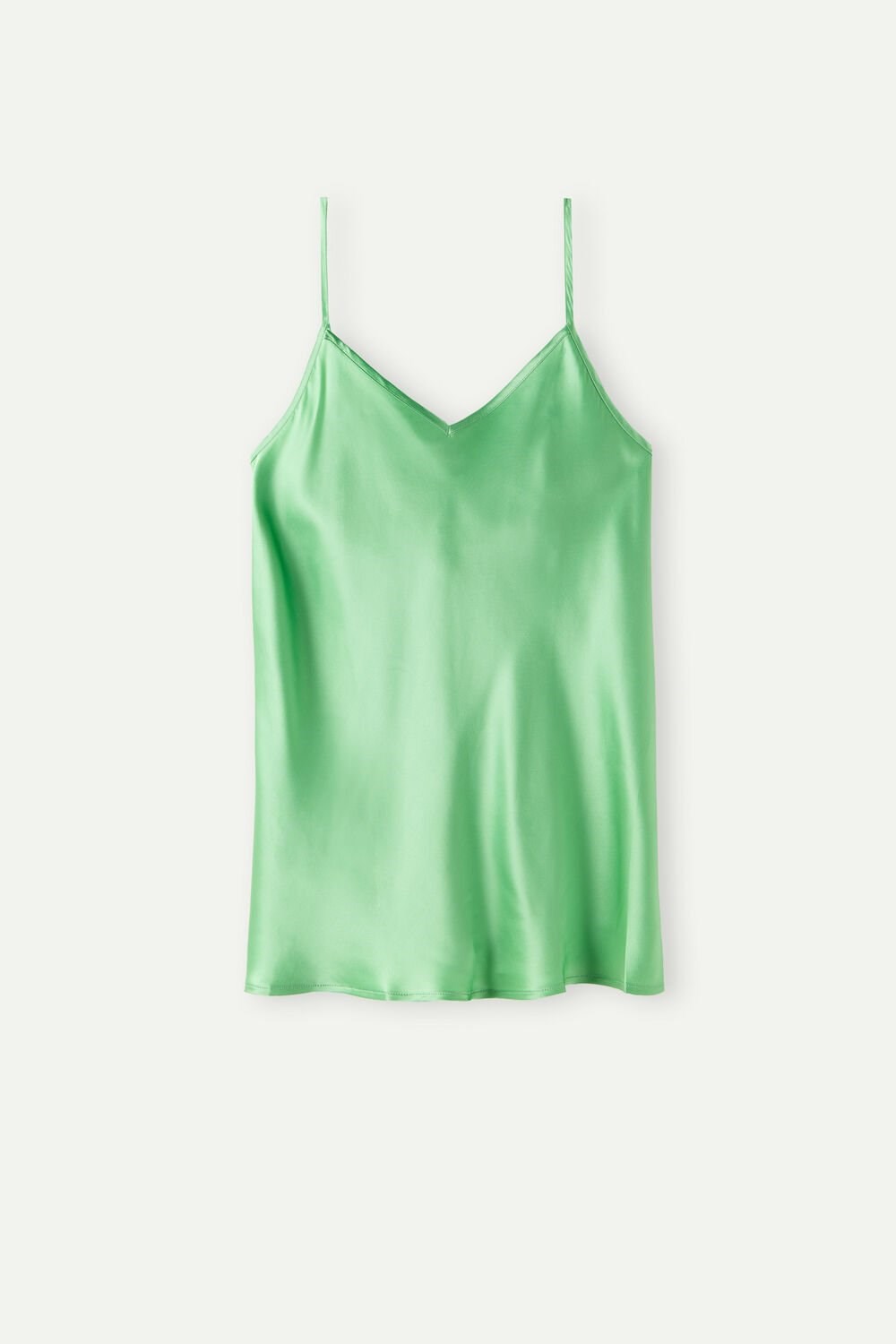 Intimissimi Silk Satin Top with V-neckline Green - 218j - Apple Mint | 6497XTDZI