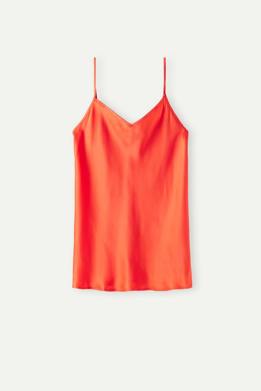 Intimissimi Silk Satin Top with V-neckline Orange - 219j - Flame Scarlet | 9187WYUXK