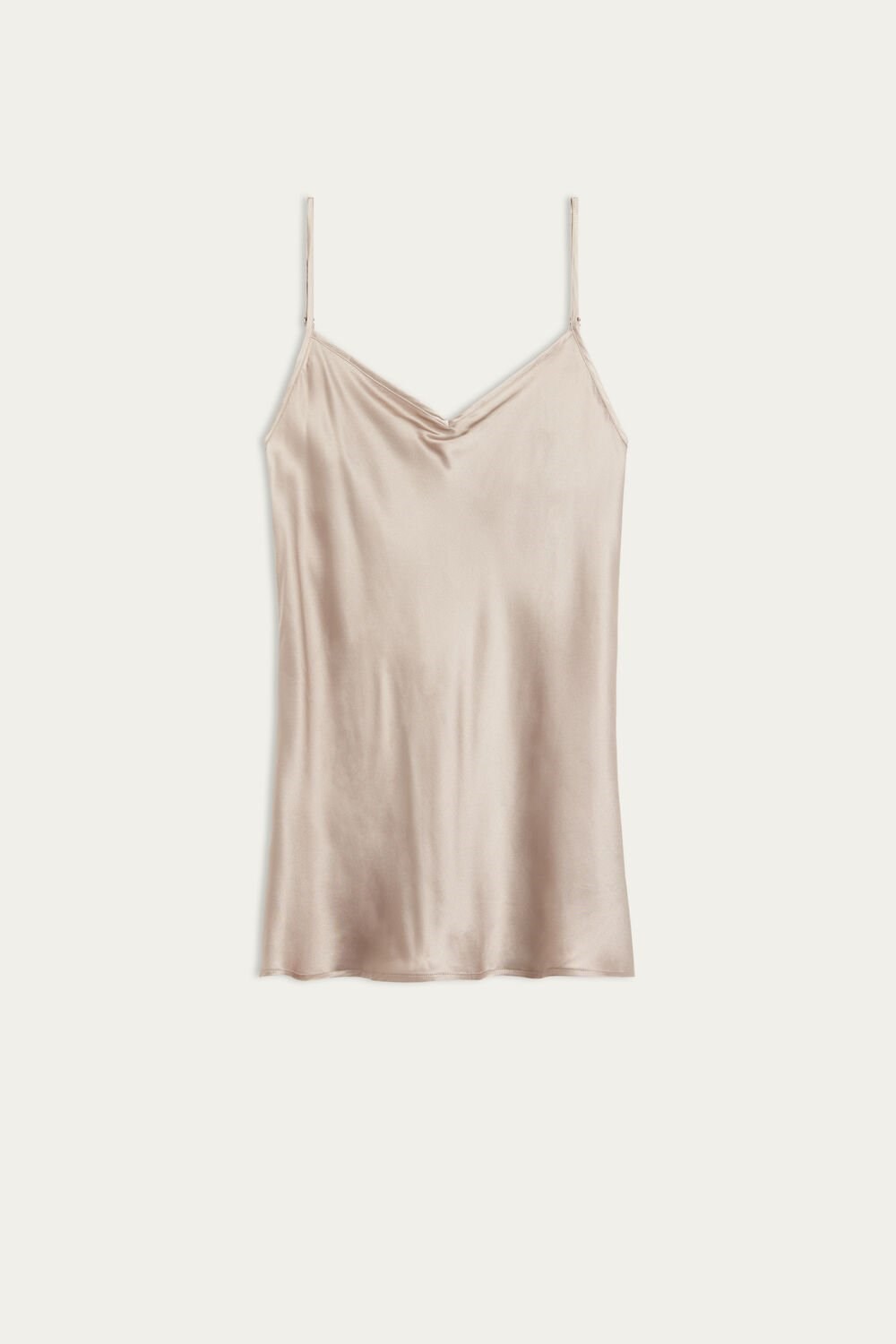 Intimissimi Silk Satin Top with V-neckline Natural - 651i - Powder Beige | 9542YCXPE