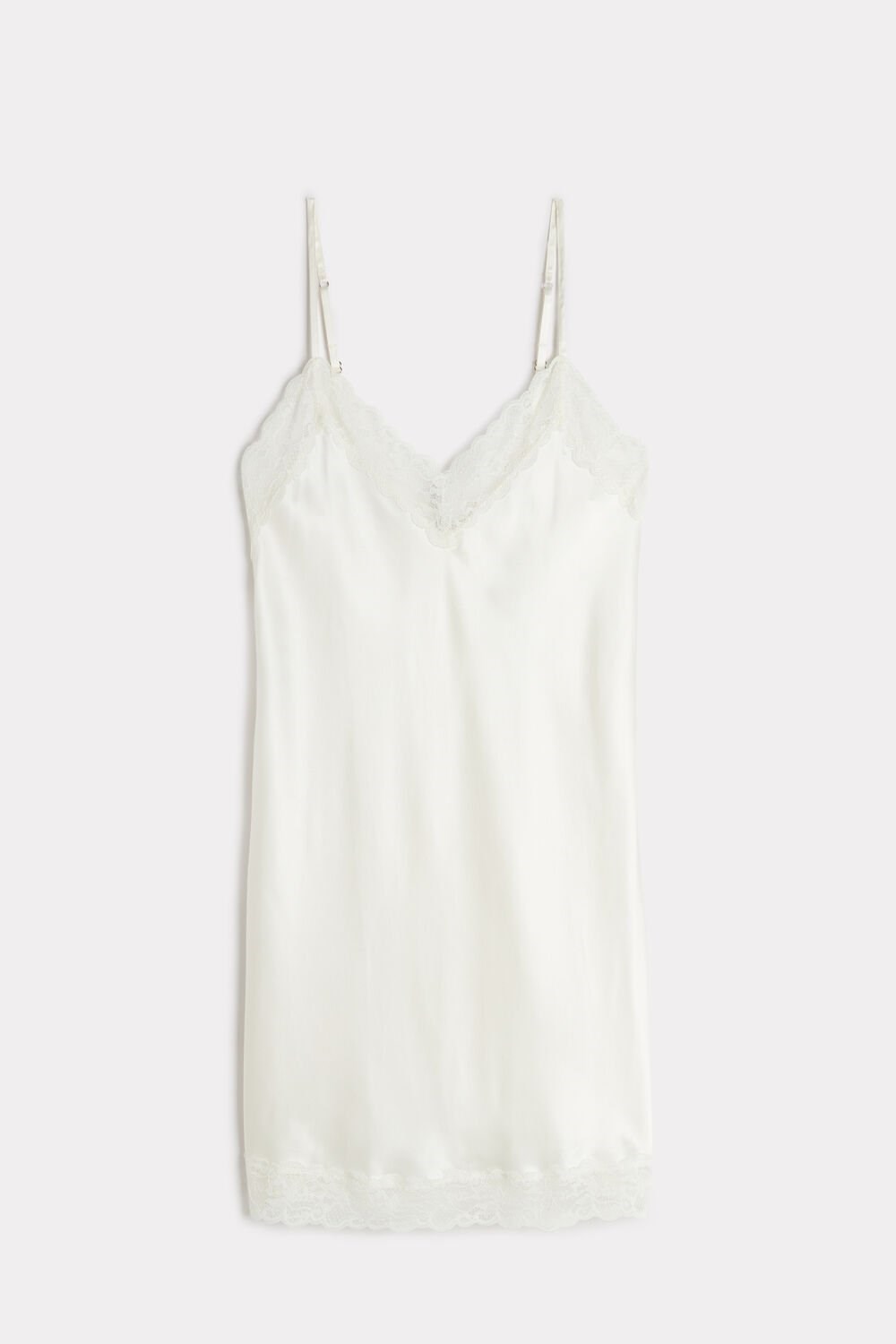 Intimissimi Silk Slip with Lace Insert Detail Ivory - 2127 - Talc White | 0187BAWVR