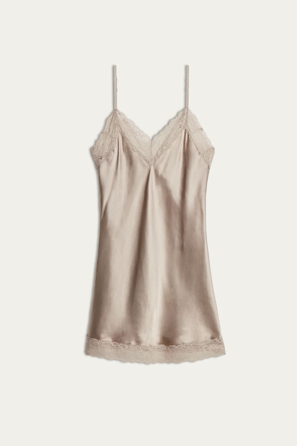 Intimissimi Silk Slip with Lace Insert Detail Natural - 651i - Powder Beige | 0486ZIUYR