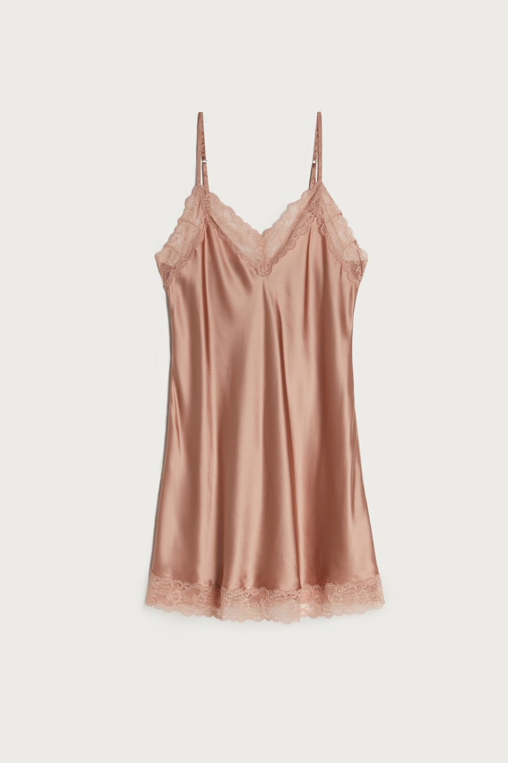 Intimissimi Silk Slip with Lace Insert Detail Natural - 163i - Satin Pink | 3091ZTRHO