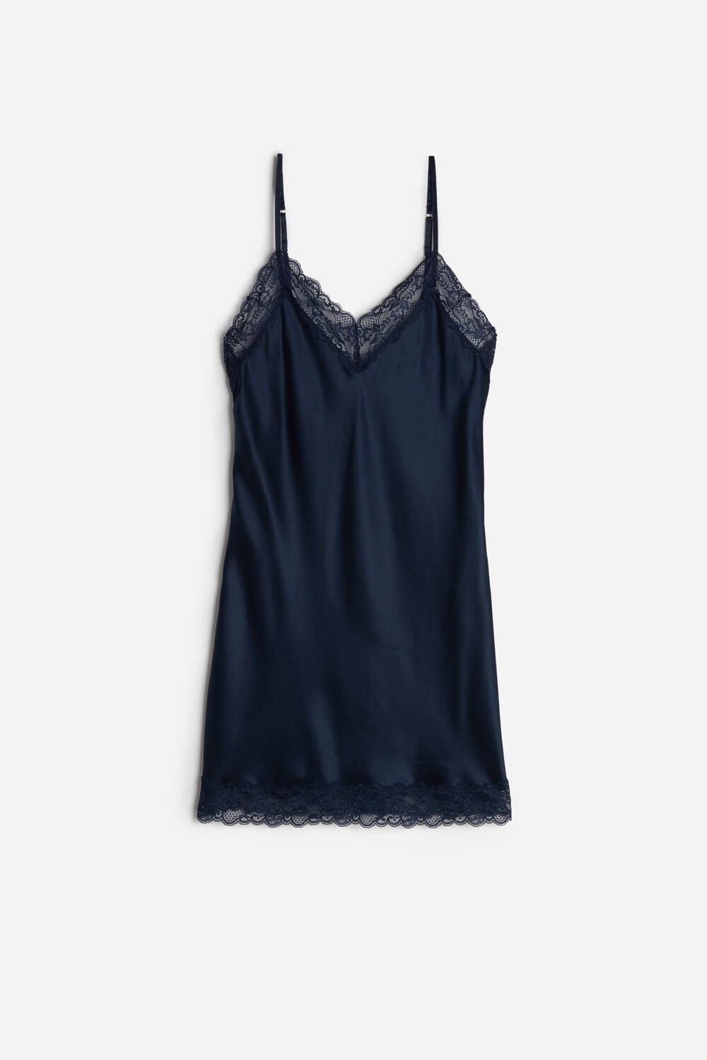 Intimissimi Silk Slip with Lace Insert Detail Blue - 1467 - Intense Blue | 6714GCBKN