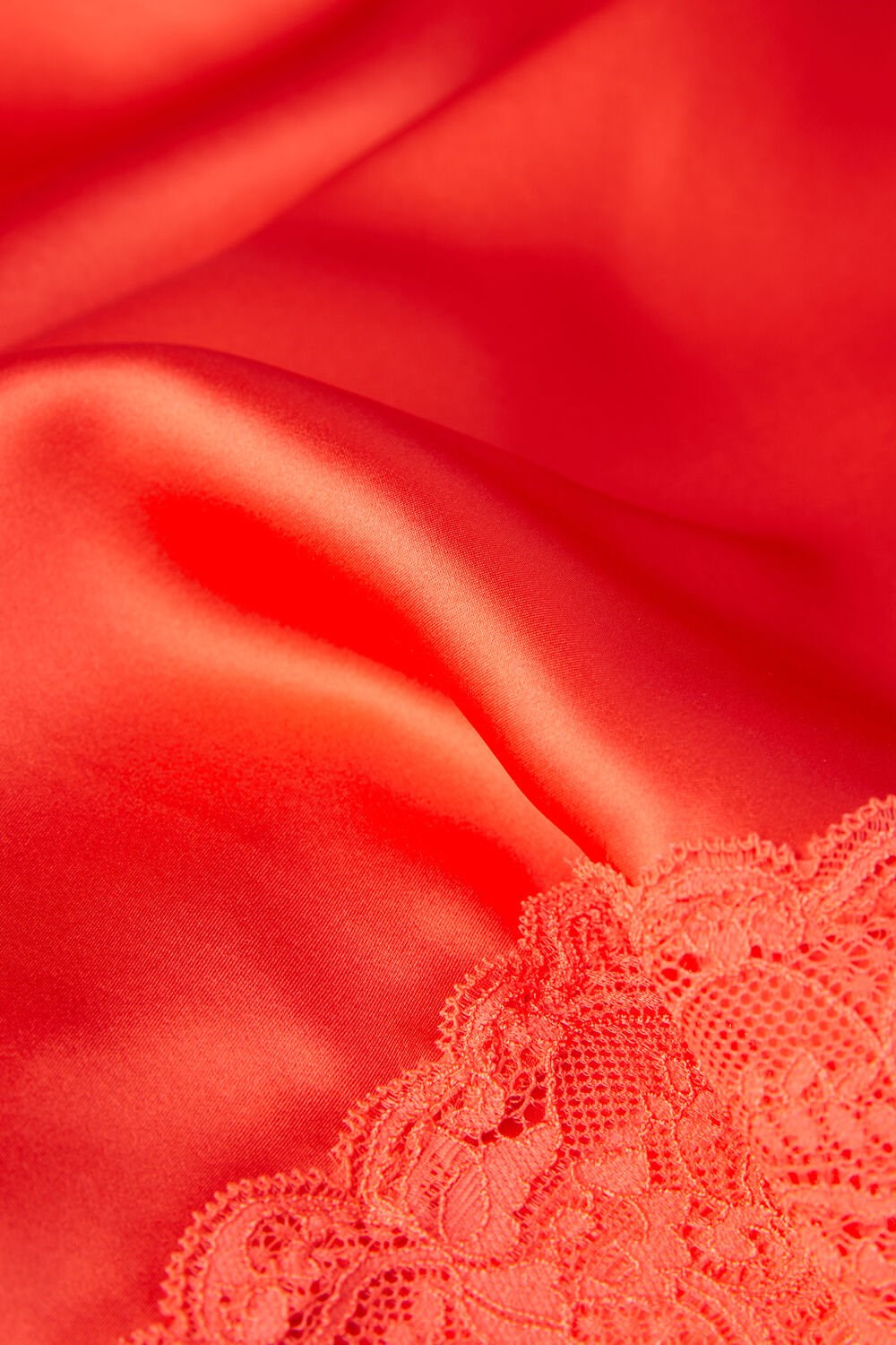 Intimissimi Silk Slip with Lace Insert Detail Orange - 219j - Flame Scarlet | 7031AHUTS