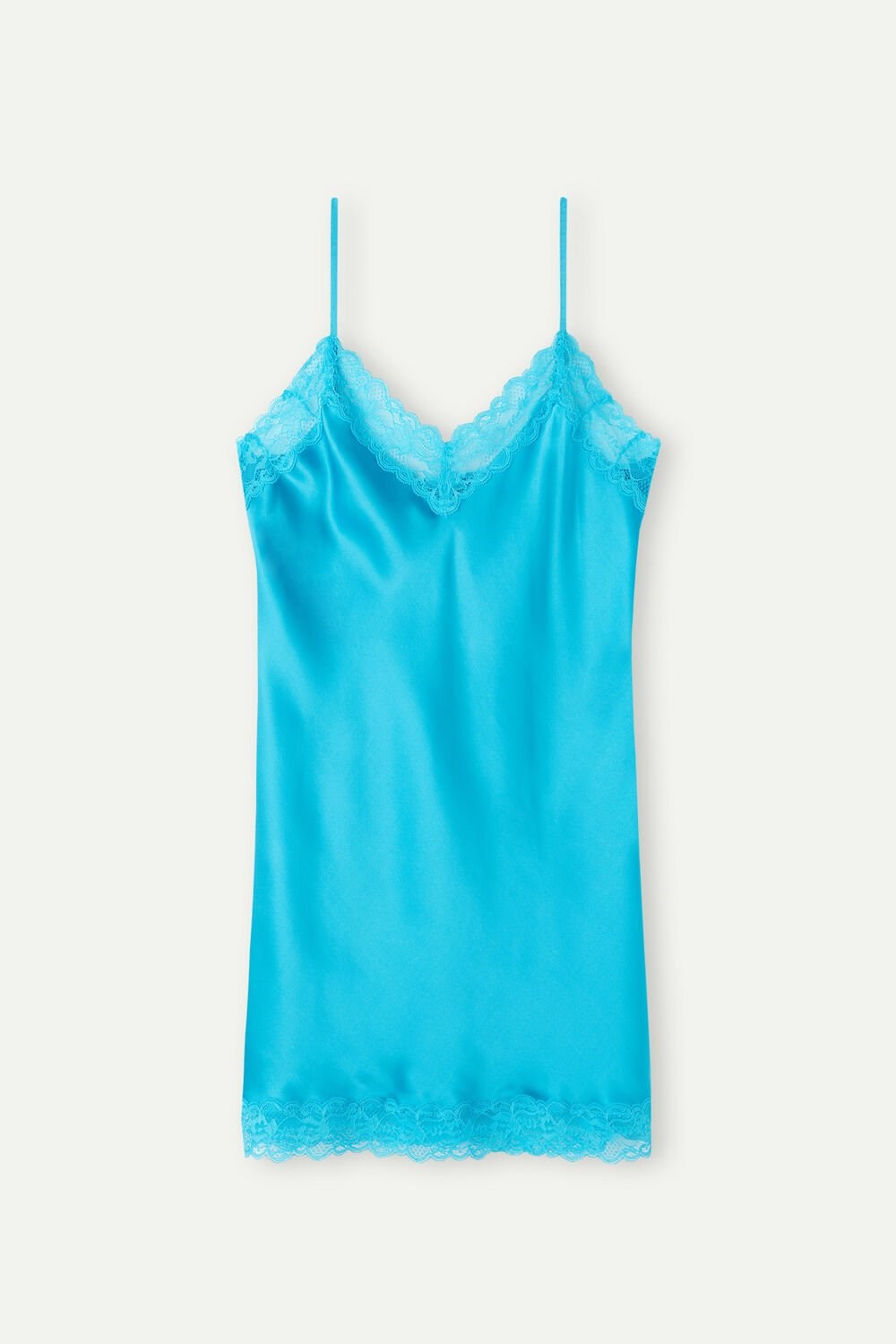 Intimissimi Silk Slip with Lace Insert Detail Blue - 210j - Digital Turquoise | 8129NVYHG