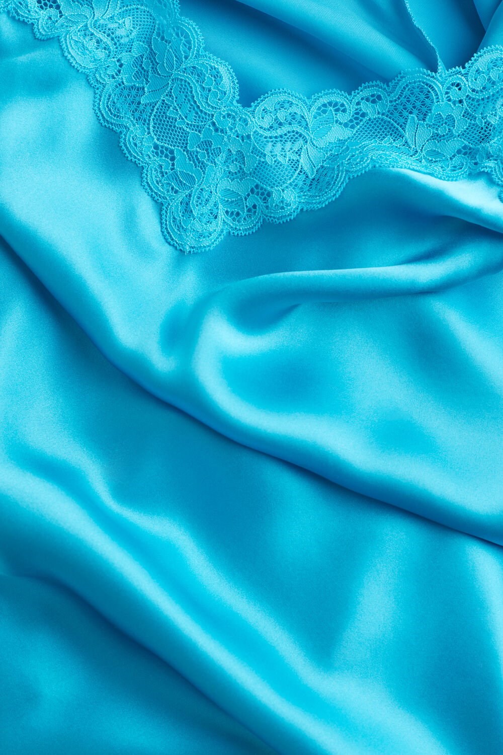 Intimissimi Silk Slip with Lace Insert Detail Blue - 210j - Digital Turquoise | 8129NVYHG