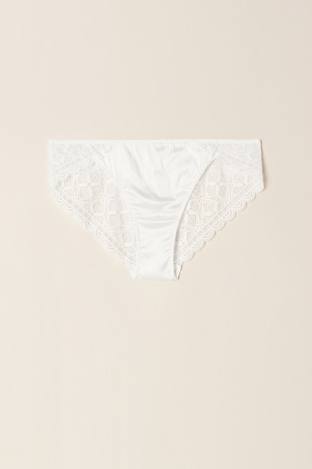 Intimissimi Silk and Lace Briefs Ivory - 2127 - Talc White | 0721UHKPY