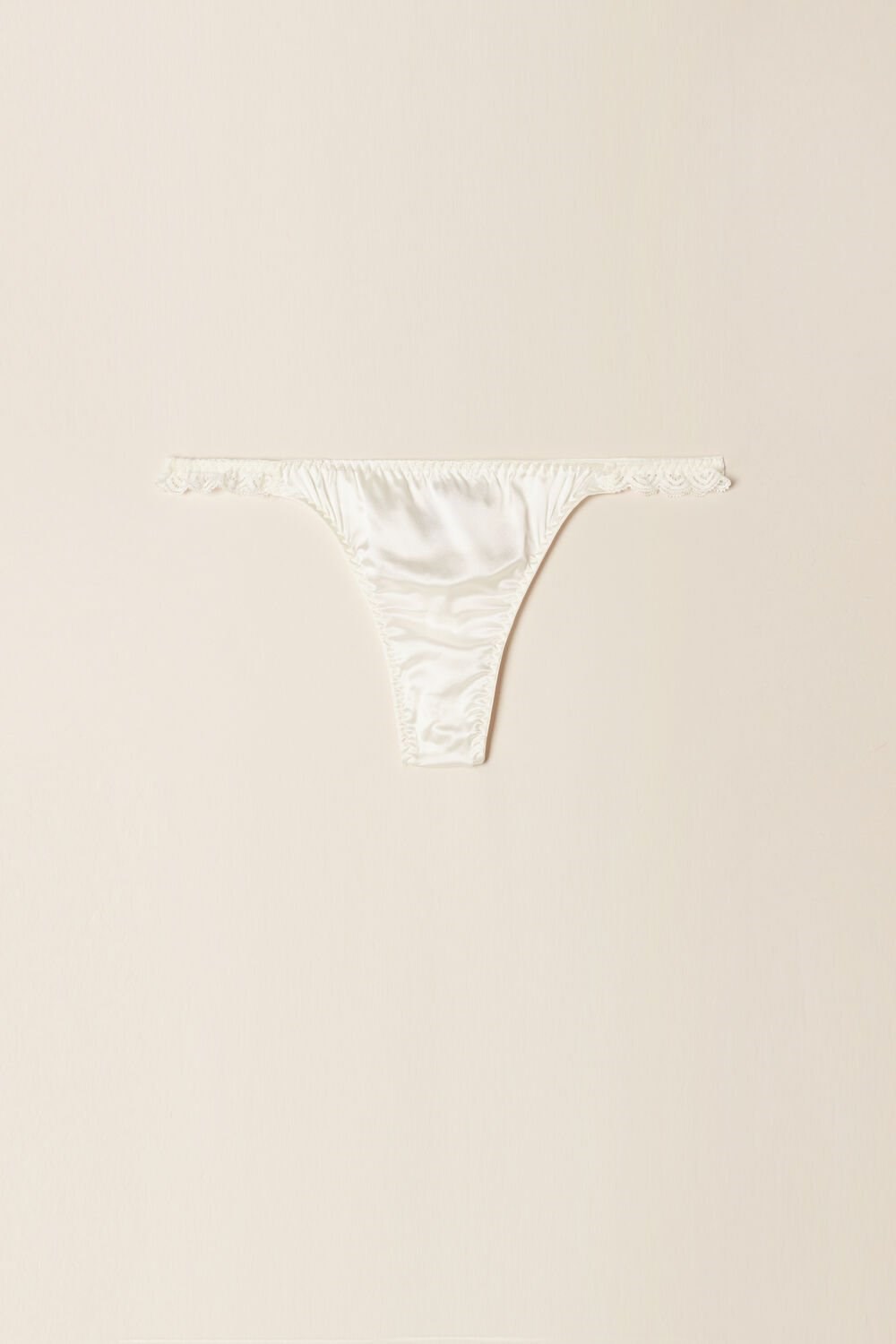 Intimissimi Silk and Lace G-String Ivory - 2127 - Talc White | 8307JQUFC