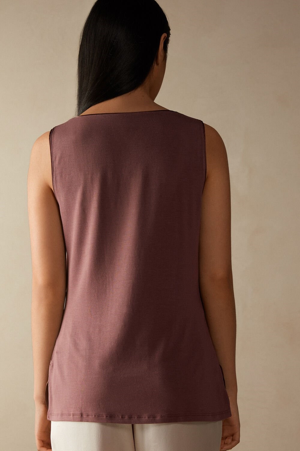 Intimissimi Silk and Modal Tank Top Brown - 002j - Nutmeg Brown | 5201LMDJF