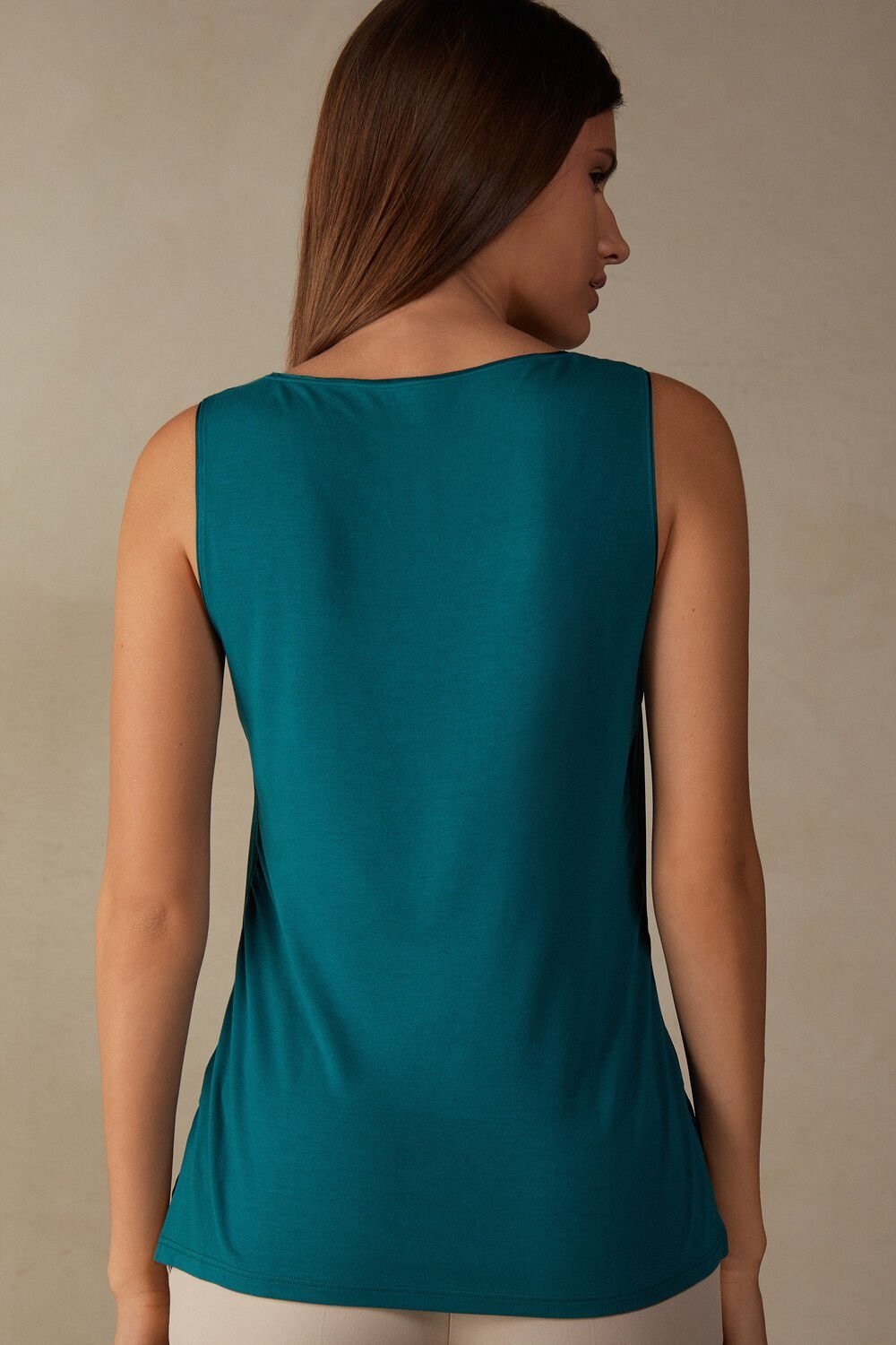 Intimissimi Silk and Modal Tank Top Green - 4572 - Evergreen | 4026PEQHT