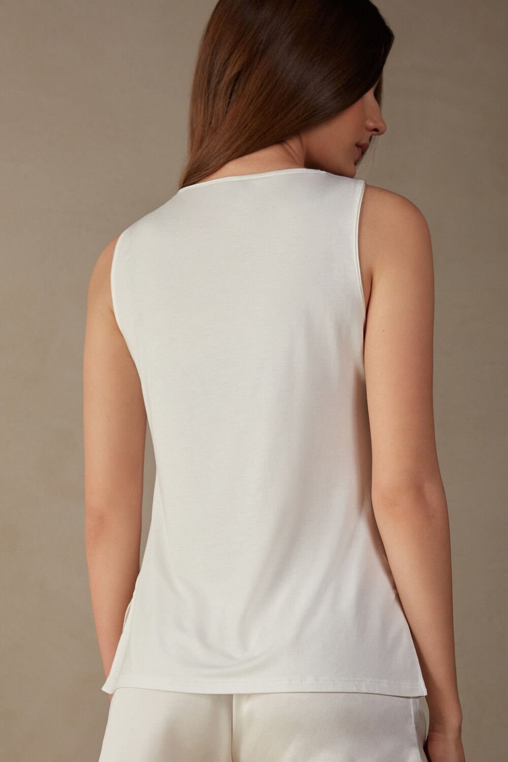 Intimissimi Silk and Modal Tank Top Ivory - 2127 - Talc White | 6784YCAKB