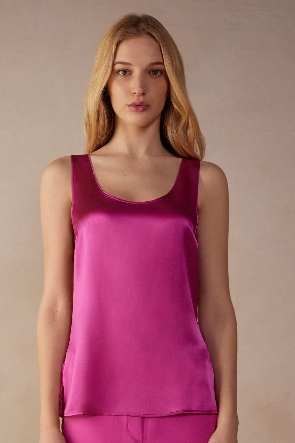 Intimissimi Silk and Modal Tank Top Pink - 206j - Valentine Pink | 6157XQFNY