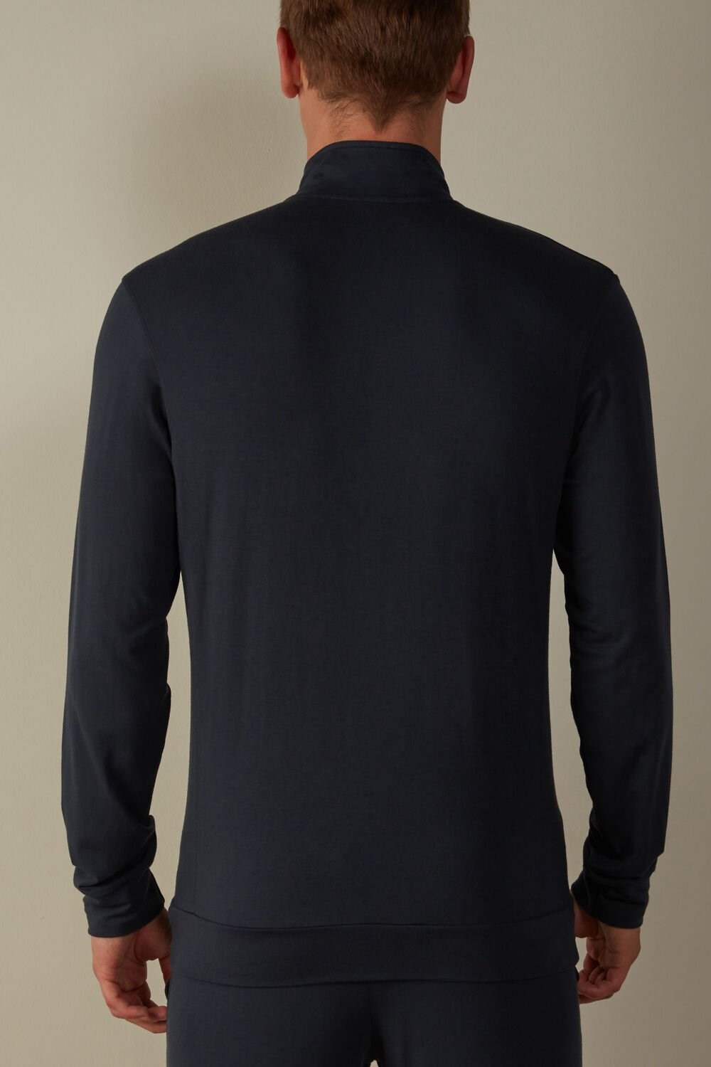 Intimissimi Silk and Modal Zip-Up Sweatshirt Blue - 800 - Midnight Blue | 8904GEUZK