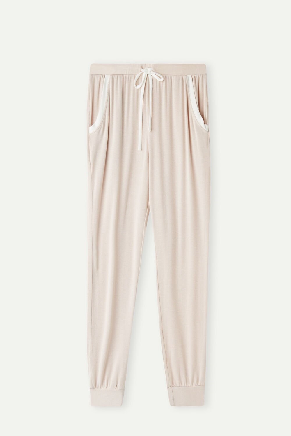 Intimissimi Simple Elegance Full Length Jogger Pants in Modal Pale Pink - 227j - Silk Pink / Talc White | 9736MXKVL