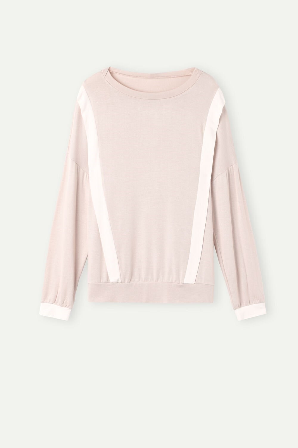 Intimissimi Simple Elegance Long Sleeve Top in Modal Pale Pink - 227j - Silk Pink / Talc White | 1650WKUNV