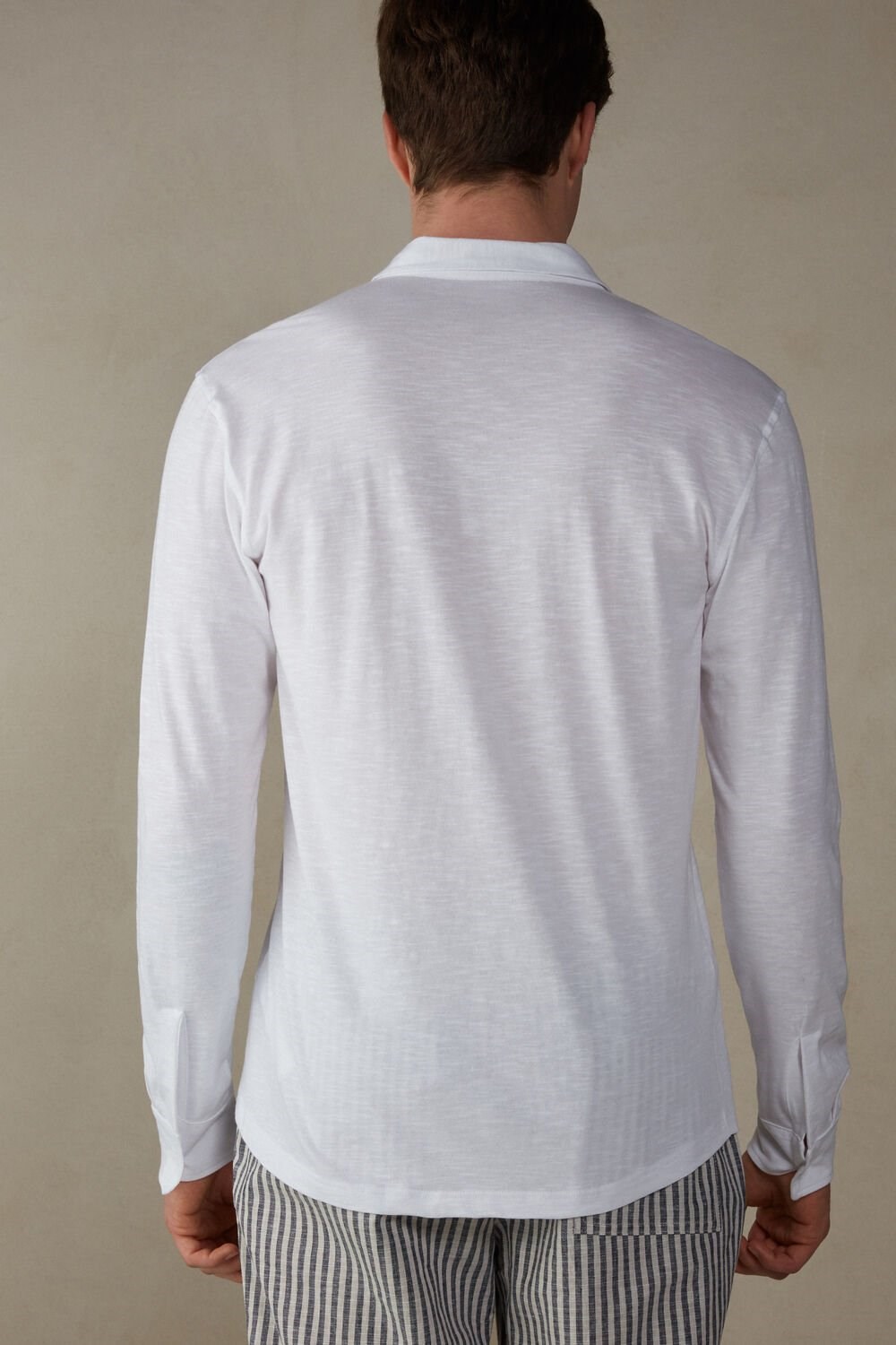 Intimissimi Slub Cotton Long Sleeve Shirt White - 001 - White | 9084ZDSKC