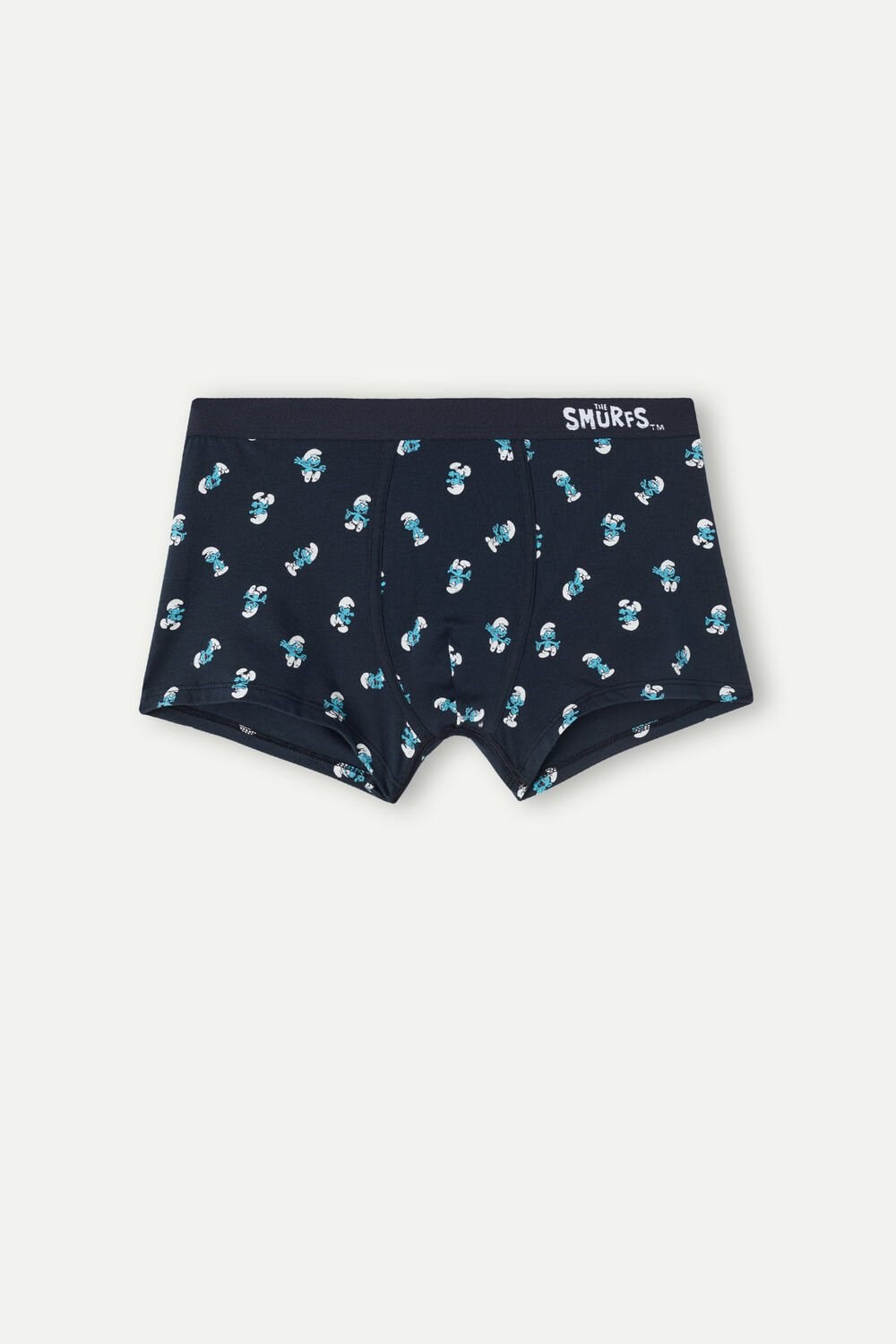 Intimissimi Smurf Boxers in Stretch Supima® Cotton Blue - 174j - Midnight Blue Smurfs Print | 1926DEOIX