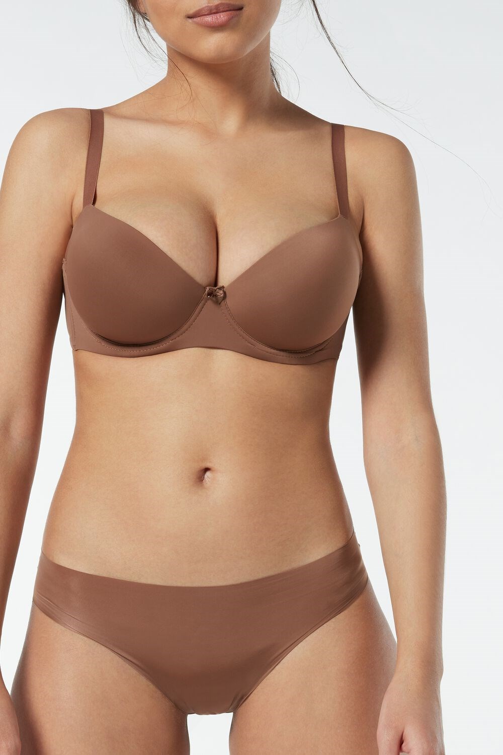 Intimissimi Sofia Microfiber Padded Balconette Bra Natural - 502i - Dark Beige | 3406RFVGM