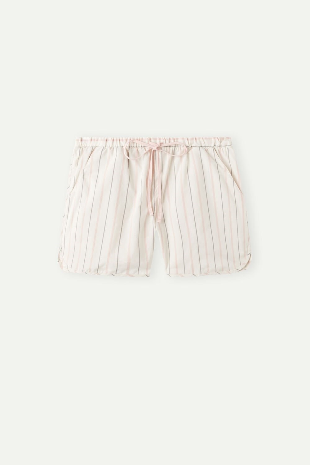 Intimissimi Soft Spring Cotton Cloth Shorts White - 225j - Ecru Beige / Pink Stripe | 8961DWOEN