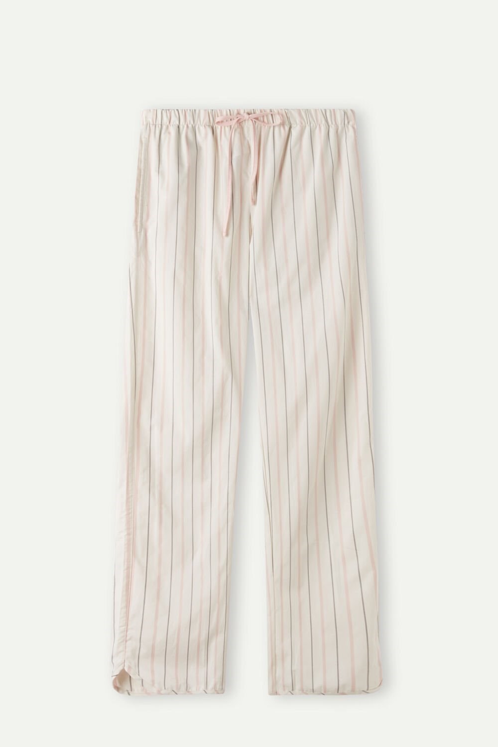 Intimissimi Soft Spring Full Length Cotton Cloth Pants White - 225j - Ecru Beige / Pink Stripe | 7068TSING