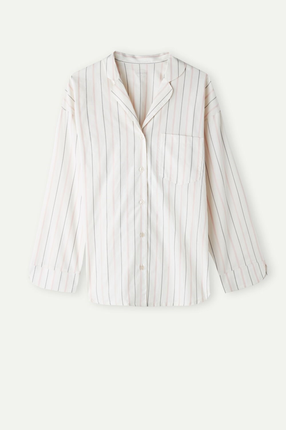 Intimissimi Soft Spring Long Sleeve Button-Up Shirt White - 225j - Ecru Beige / Pink Stripe | 5268ABFQI