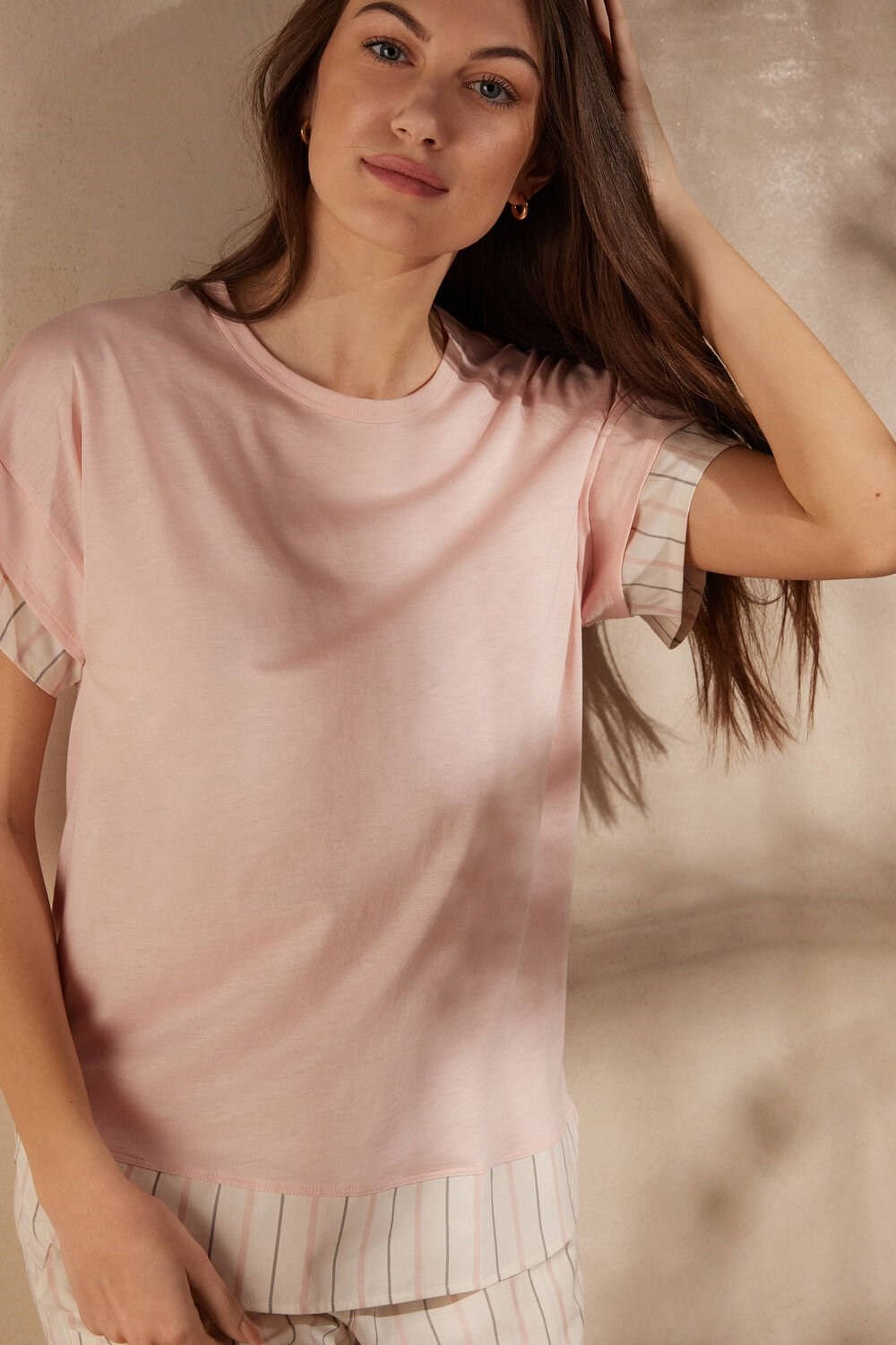 Intimissimi Soft Spring Short Sleeve Cotton T-Shirt Pale Pink - 234j - Spring Pink | 2417DLCQG