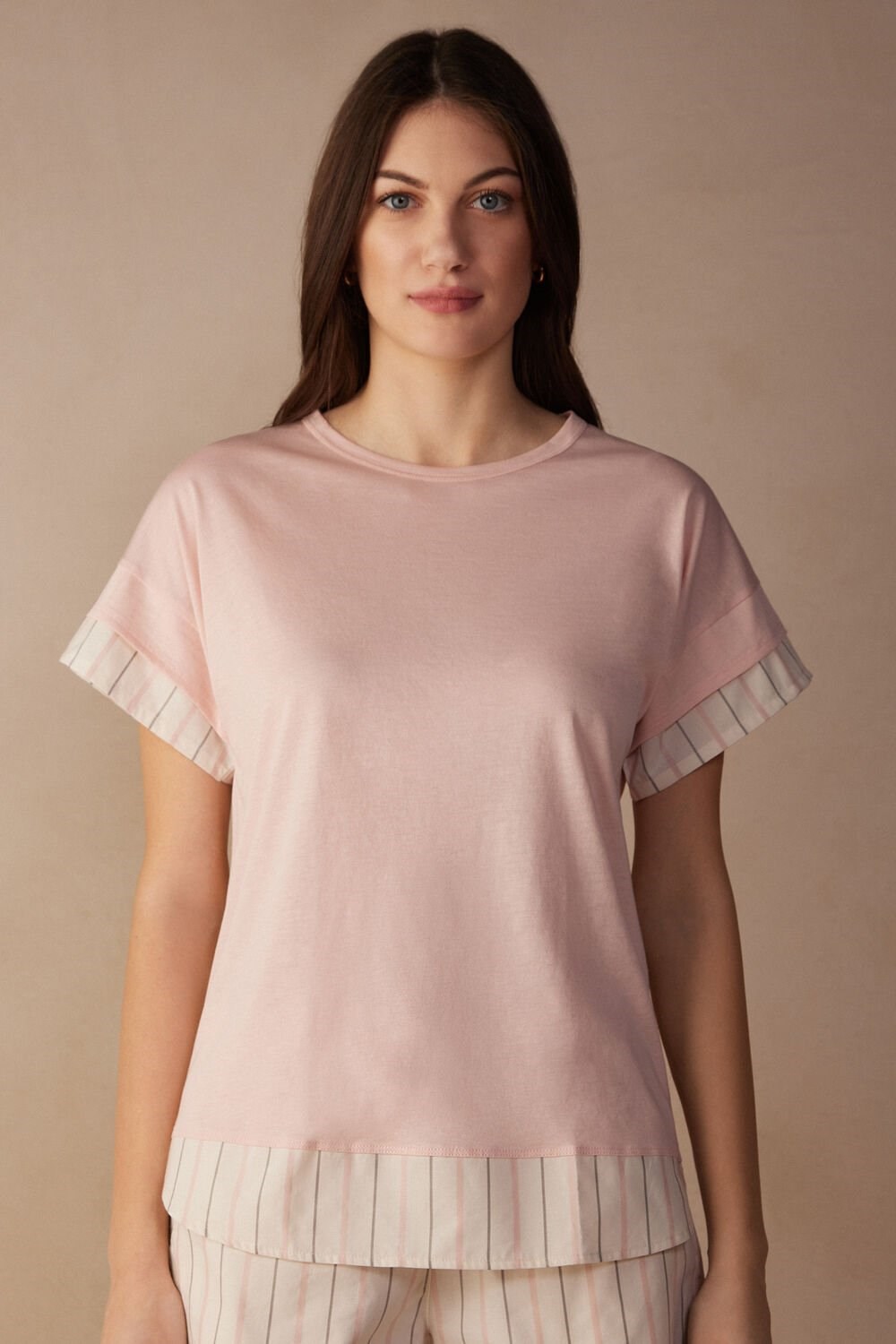 Intimissimi Soft Spring Short Sleeve Cotton T-Shirt Pale Pink - 234j - Spring Pink | 2417DLCQG