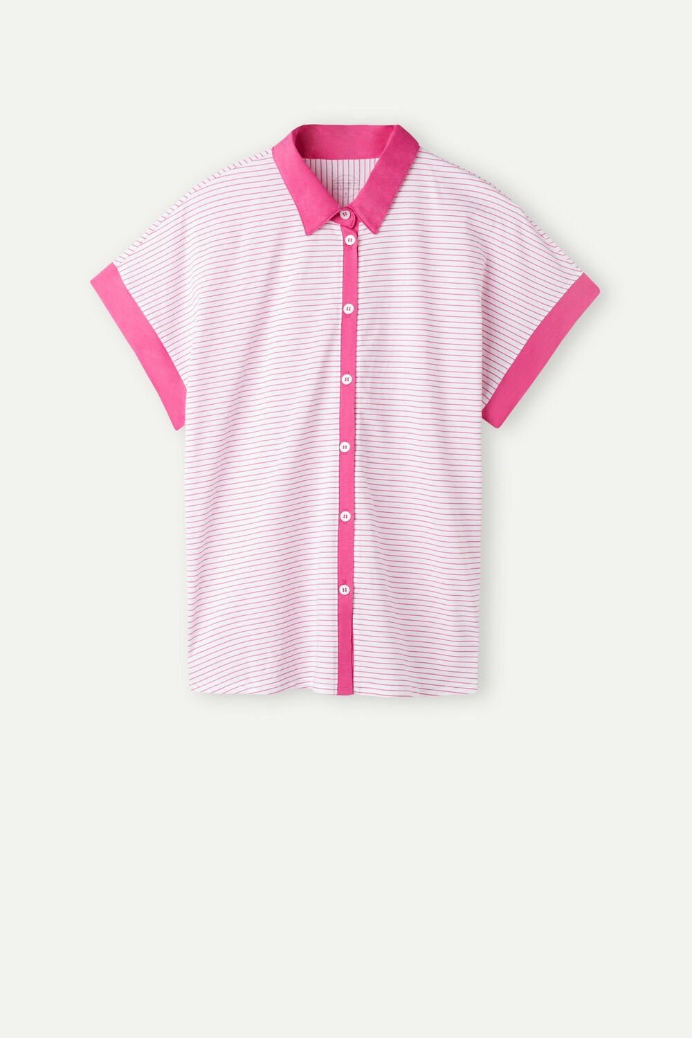 Intimissimi Strawberry Milkshake Short Sleeve Top in Supima® Ultrafresh Cotton Pink - 247j - Valentine Pink Stripe | 1385HCIYX