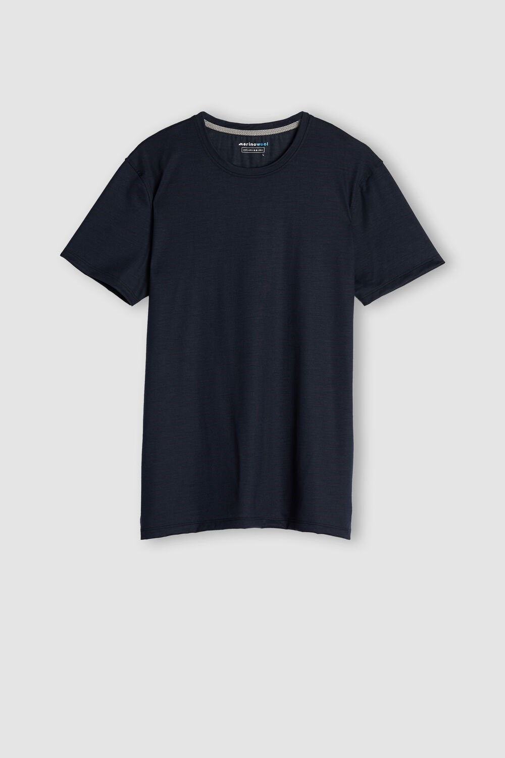 Intimissimi Stretch Merino Wool Short-Sleeve T-Shirt Blue - 800 - Midnight Blue | 6208VYJAS