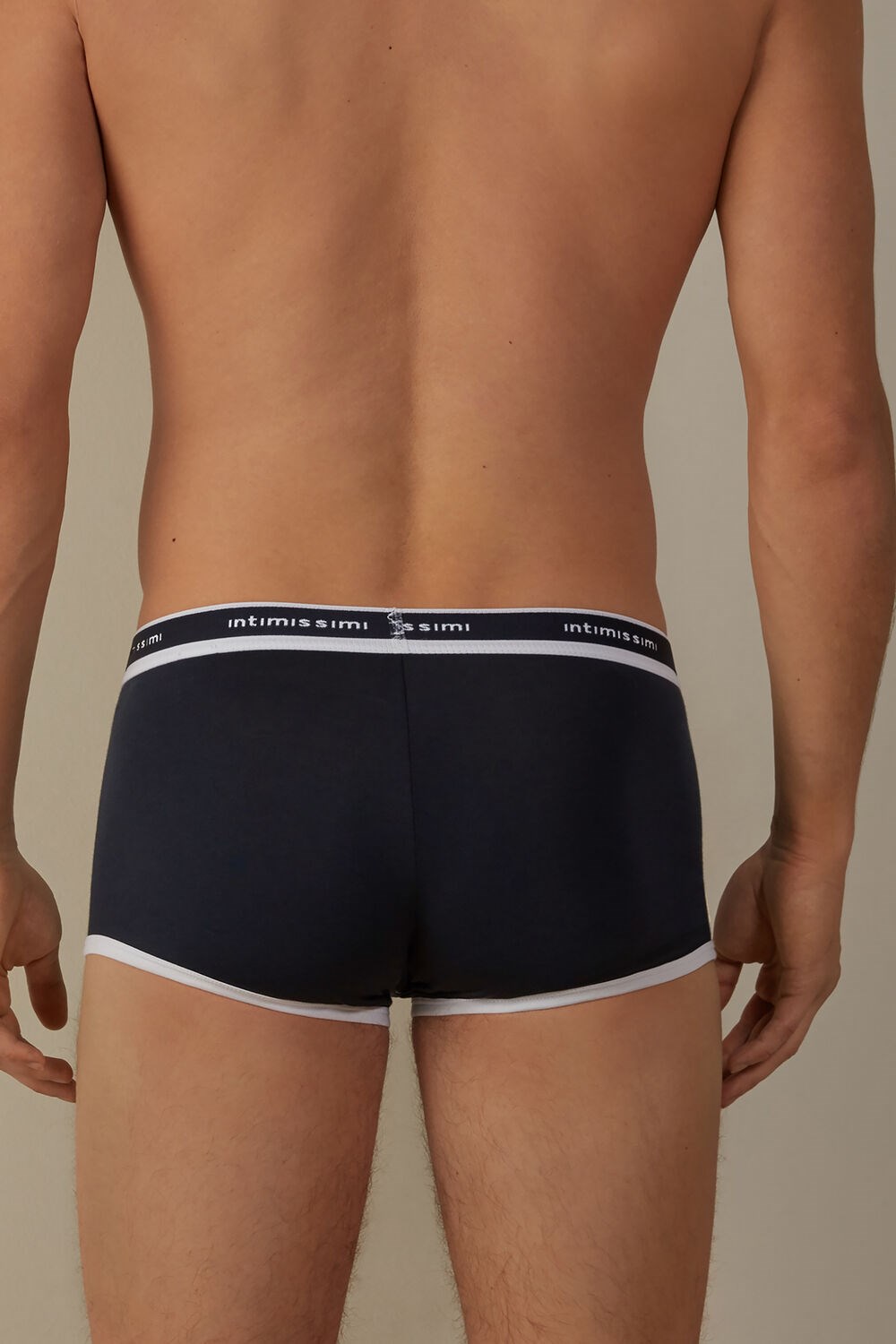 Intimissimi Stretch Supima® Cotton Boxer Shorts with Logo Detail Blue - 3481 - Midnight Blue / White | 0134XZUKL