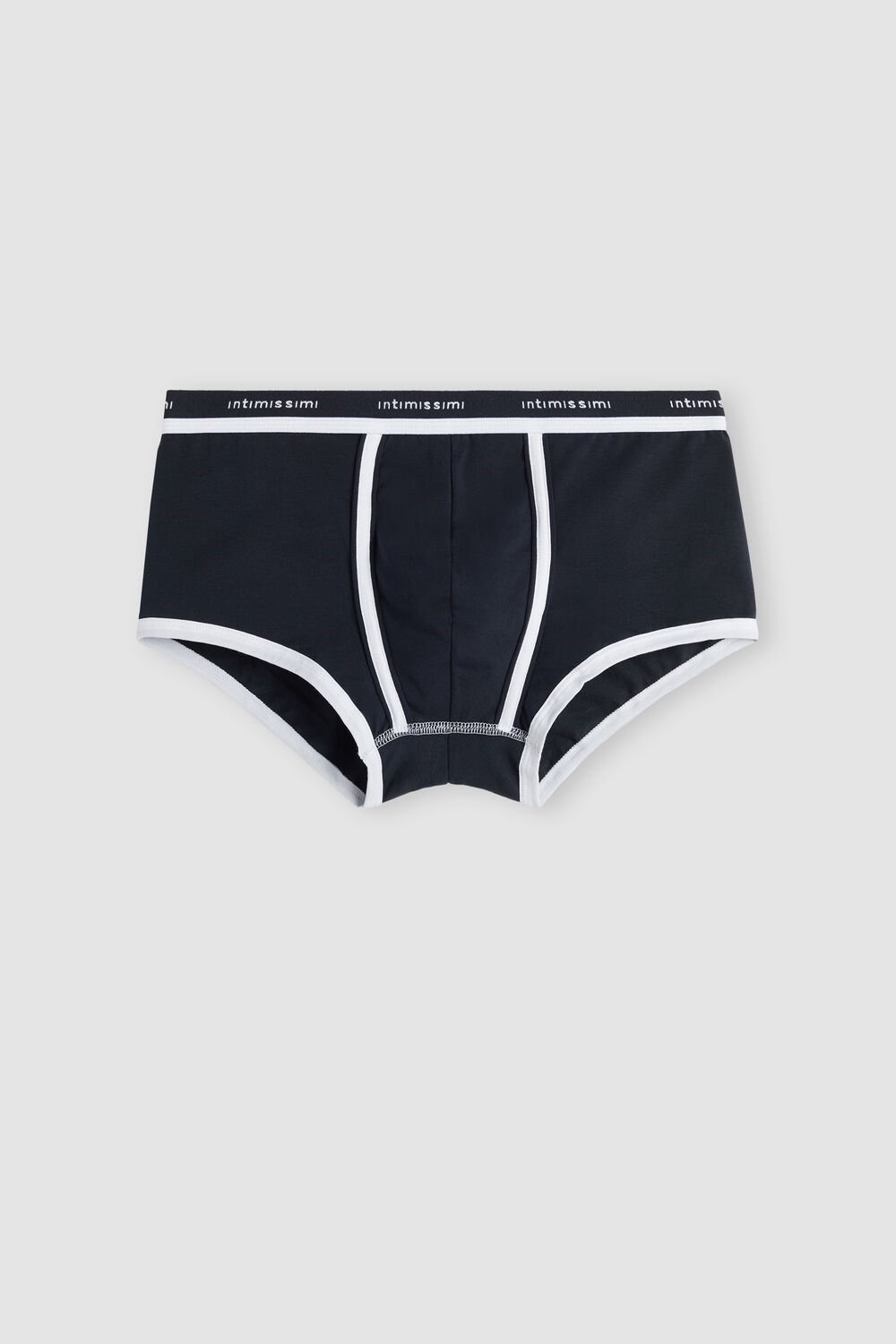 Intimissimi Stretch Supima® Cotton Boxer Shorts with Logo Detail Blue - 3481 - Midnight Blue / White | 0134XZUKL