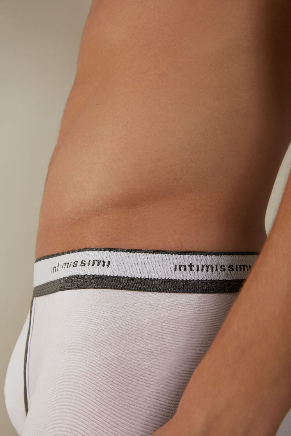 Intimissimi Stretch Supima® Cotton Boxer Shorts with Logo Detail Grey - 384i - White / Graphite Blend | 0634DONPR