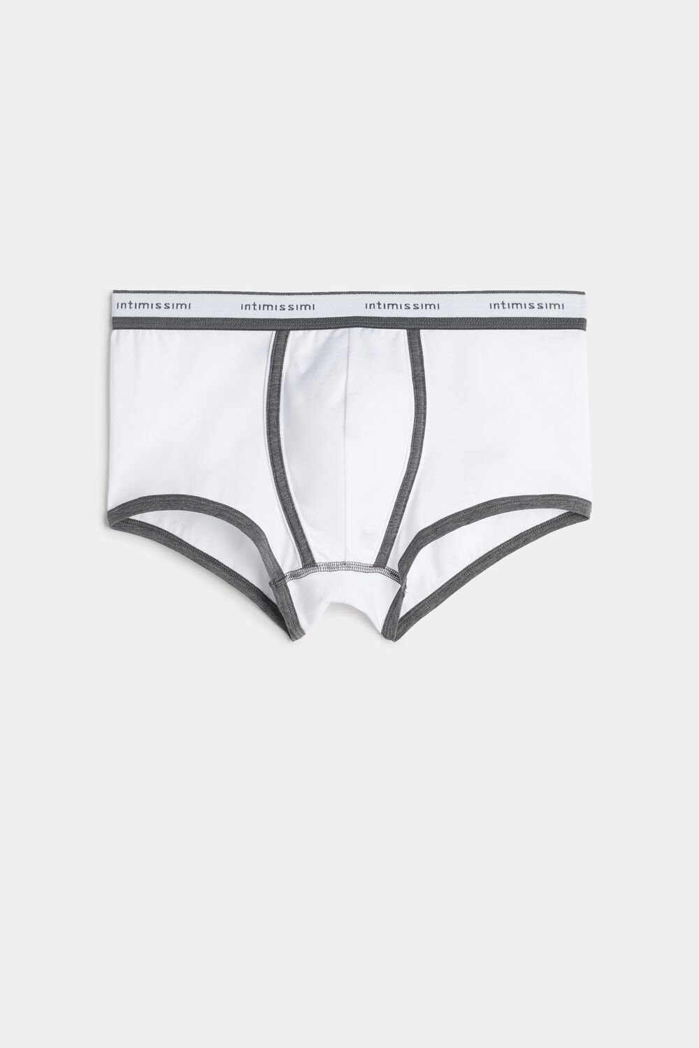 Intimissimi Stretch Supima® Cotton Boxer Shorts with Logo Detail Grey - 384i - White / Graphite Blend | 0634DONPR