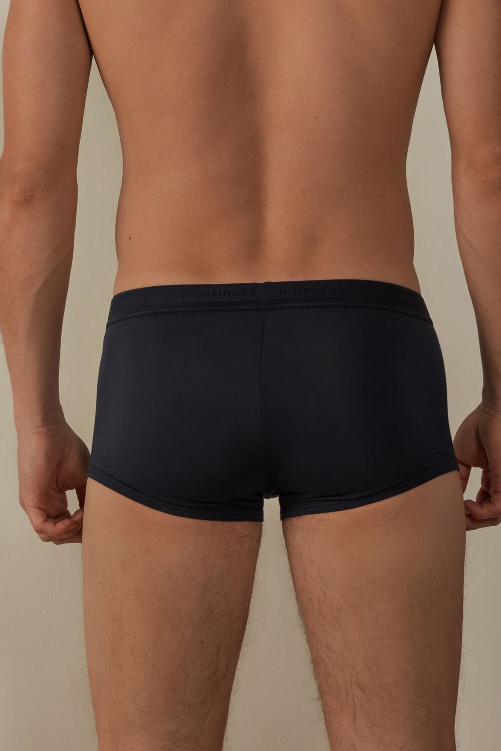 Intimissimi Stretch Supima® Cotton Boxer Shorts with Logo Detail Blue - 800a - Midnight Blue / Midnight Blue | 3290VCTDS