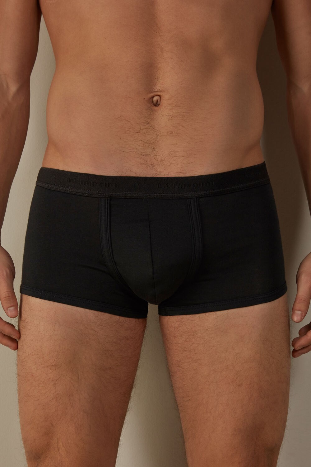 Intimissimi Stretch Supima® Cotton Boxer Shorts with Logo Detail Black - 386i - Black / Black | 4257FUBZI