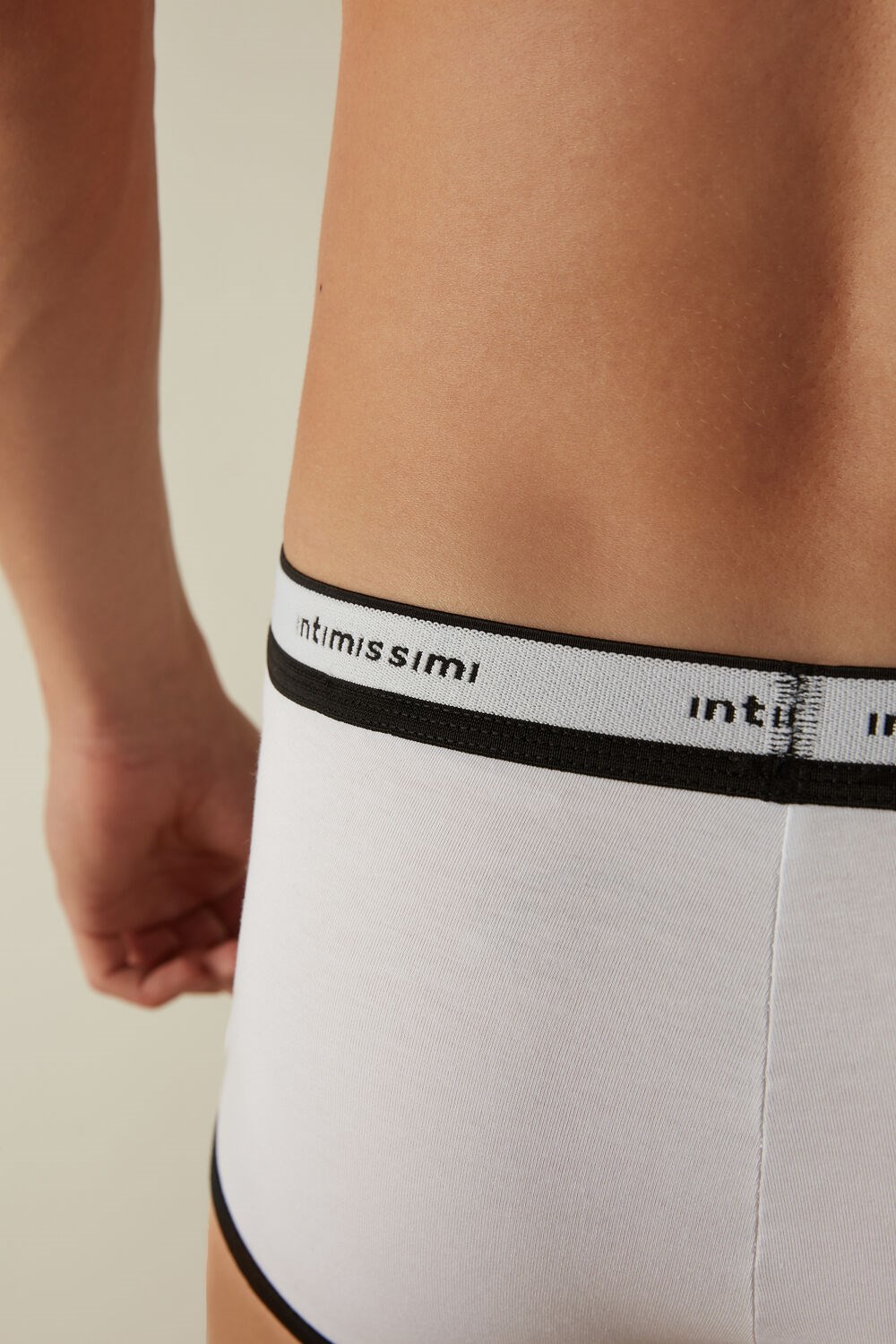 Intimissimi Stretch Supima® Cotton Boxer Shorts with Logo Detail Multicolor - 143i - White / Black | 8329WIPNJ