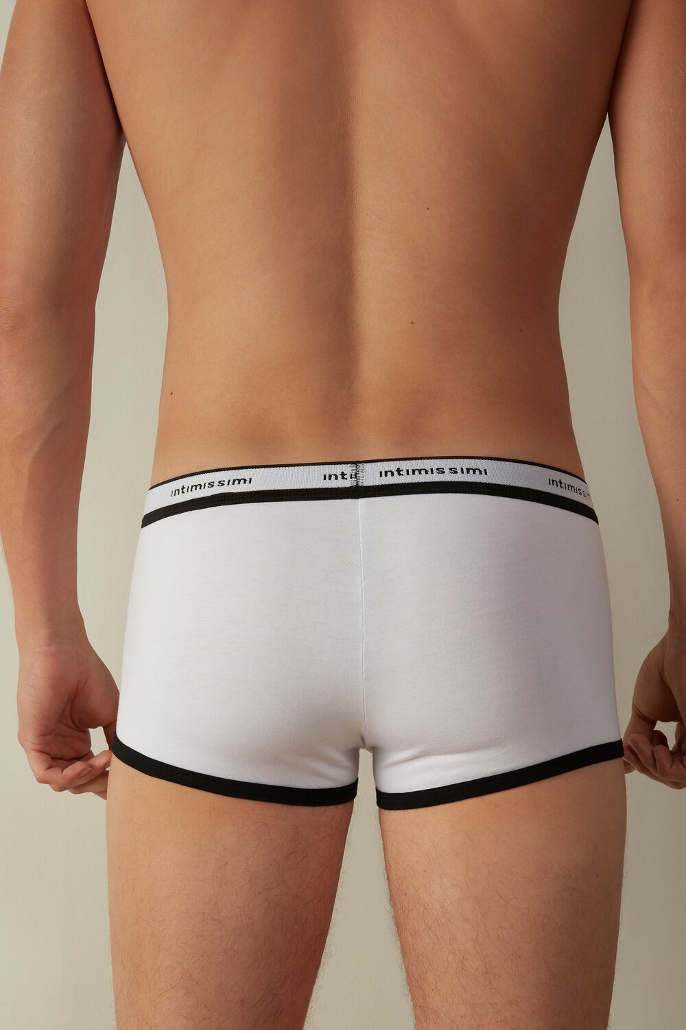 Intimissimi Stretch Supima® Cotton Boxer Shorts with Logo Detail Multicolor - 143i - White / Black | 8329WIPNJ