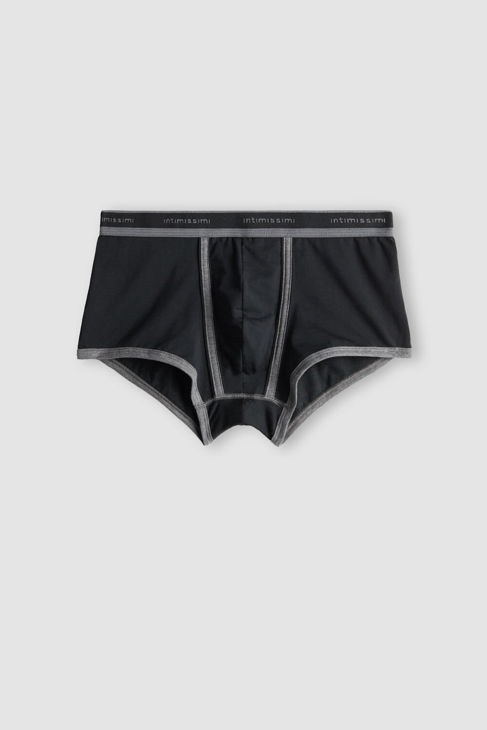 Intimissimi Stretch Supima® Cotton Boxer Shorts with Logo Detail Black - 385i - Black / Graphite Blend | 8750MRTFK