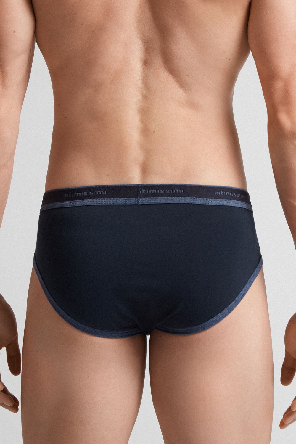 Intimissimi Stretch Supima® Cotton Brief with Logo Detail Blue - 844i - Midnight Blue / Heathered Denim Blue | 1450KVDLB