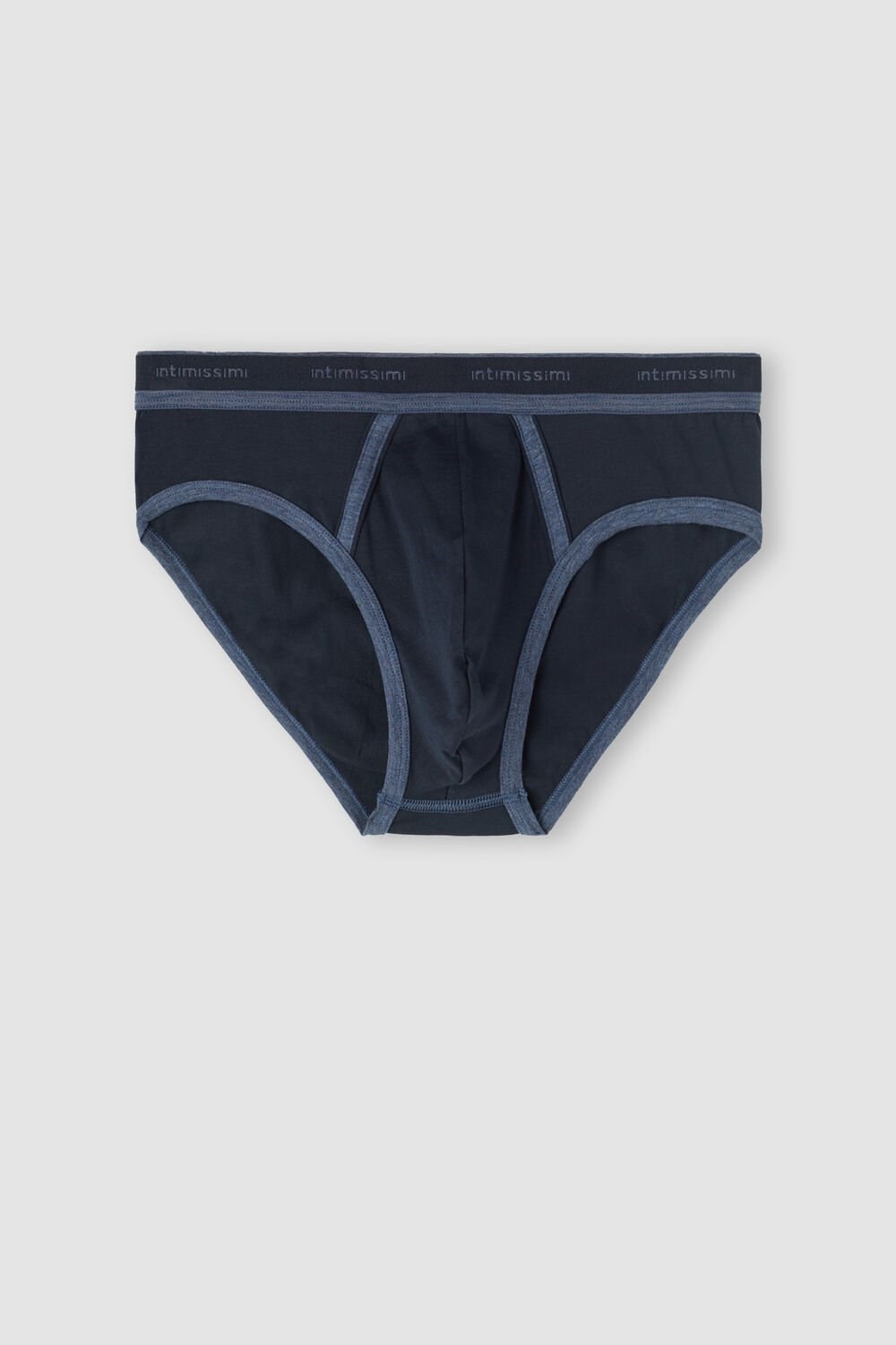 Intimissimi Stretch Supima® Cotton Brief with Logo Detail Blue - 844i - Midnight Blue / Heathered Denim Blue | 1450KVDLB