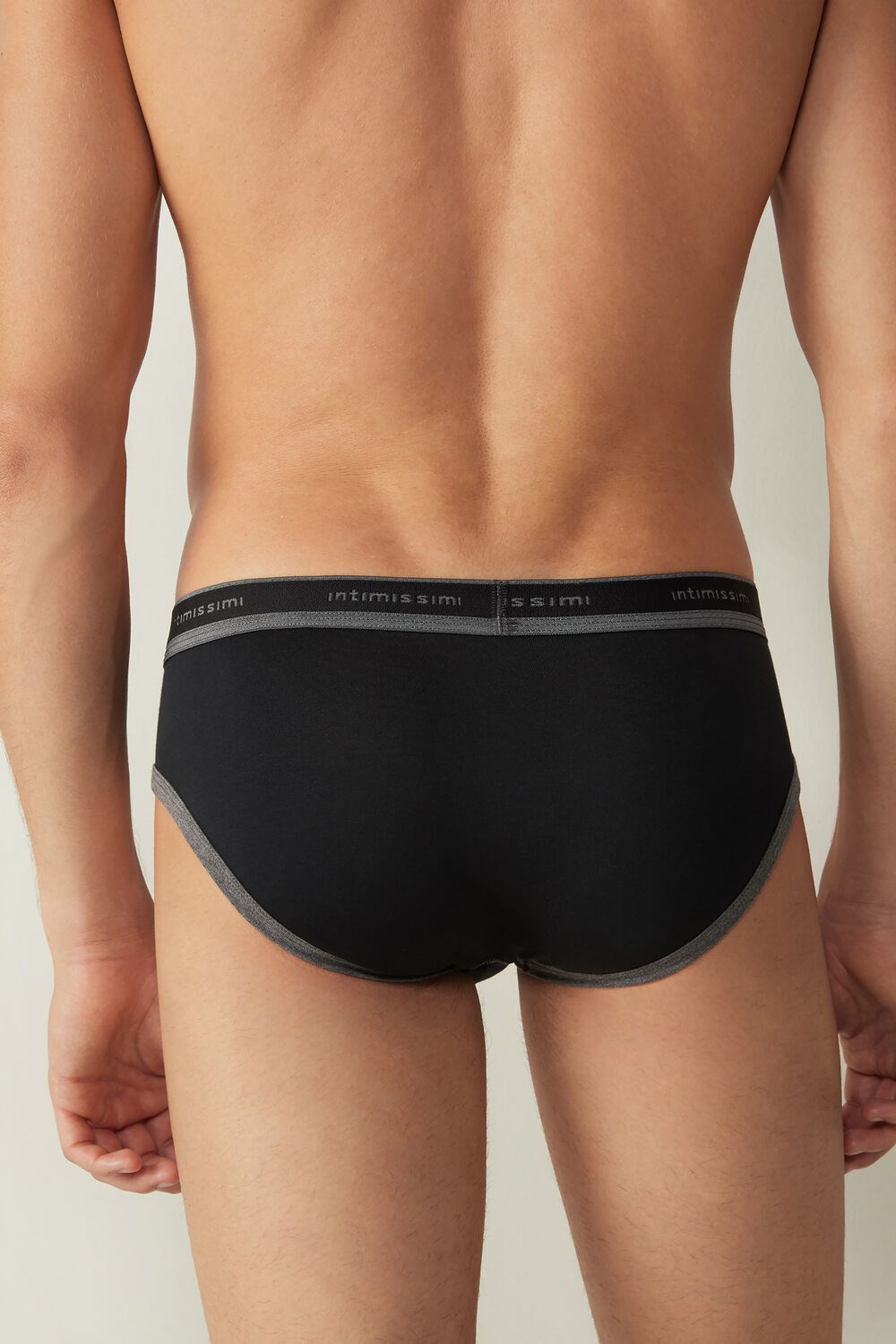 Intimissimi Stretch Supima® Cotton Brief with Logo Detail Black | 3650COYHD